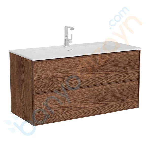 67157 Vitra Metropole Edge Lavabo Dolabı, Çift Çekmeceli, Etajerli Lavabolu, 120 cm, Ceviz ürün görseli