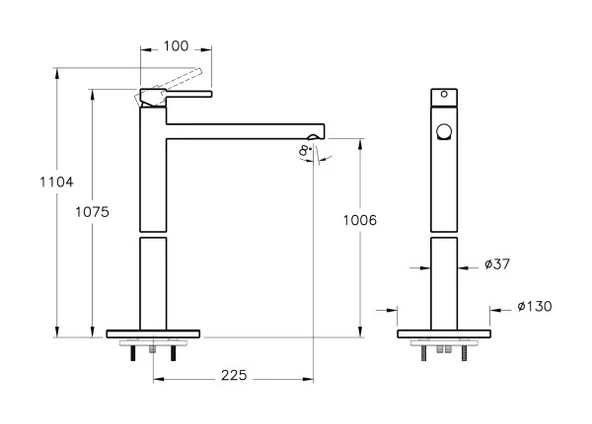 Vitra Origin Yerden Lavabo Bataryası, Mat Siyah A4266336WTC - 2