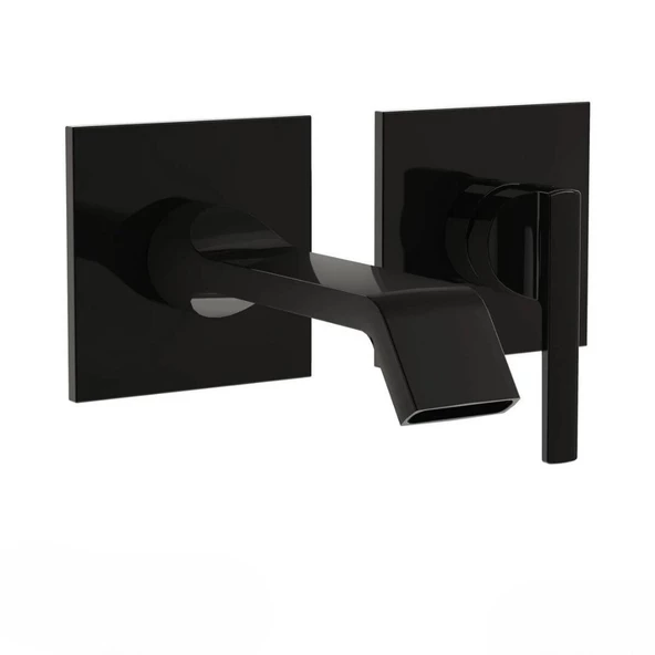 A4278239 VitrA Suit İki Delikli Ankastre Lavabo Bataryası (Sıva Üstü Grubu),Parlak Siyah