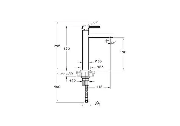 A4255736WTC VitrA Origin Yüksek Tip Lavabo Bataryası, Mat Siyah - 2