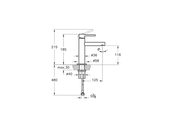 A4255636WTC VitrA Origin Lavabo Bataryası, Mat Siyah - 2