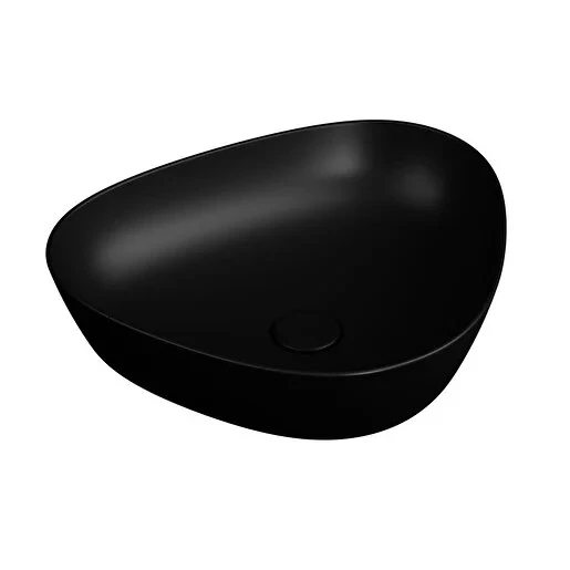 7812B483-0016 Vitra Plural Üçgen Alçak Çanak Lavabo, 47 cm, Mat Siyah