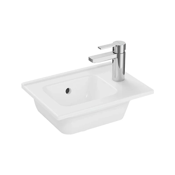 7460L003-0029 Vitra Mia Etajerli Lavabo, Sağdan Armatür Delikli, 40 cm