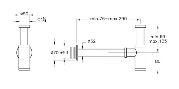 A4512325 Vitra Origin Classic Lavabo Sifonu Alt Grubu (T Tipi) Fırçalı Altın - 2