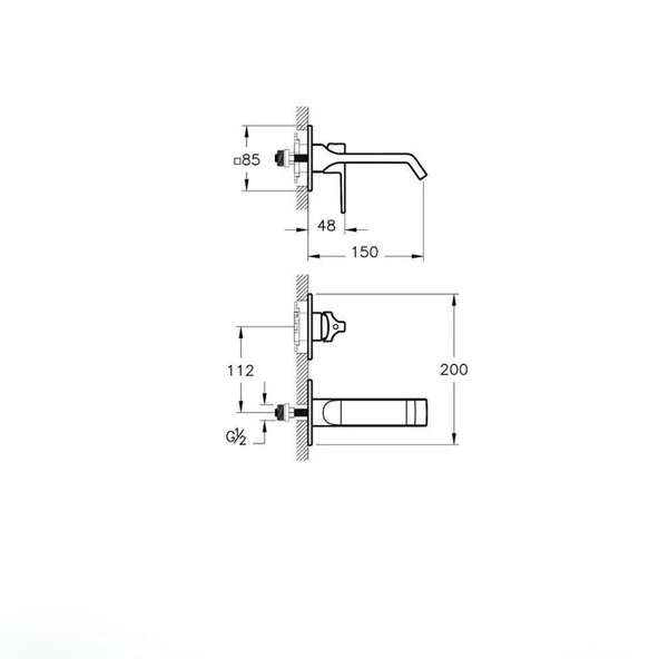 Vitra Suit İki Delikli Ankastre Lavabo Bataryası, (Sıva Üstü Grubu), Soft Bakır A4278229 - 2