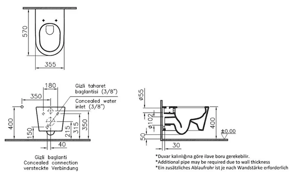 5176B003-0559 Vitra Nest Rim-Ex Kanalsız Asma Klozet - 3
