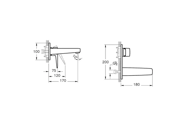 A42738 Artema Root Square Ankastre Lavabo Bataryası (Sıva Üstü Grubu) - 2