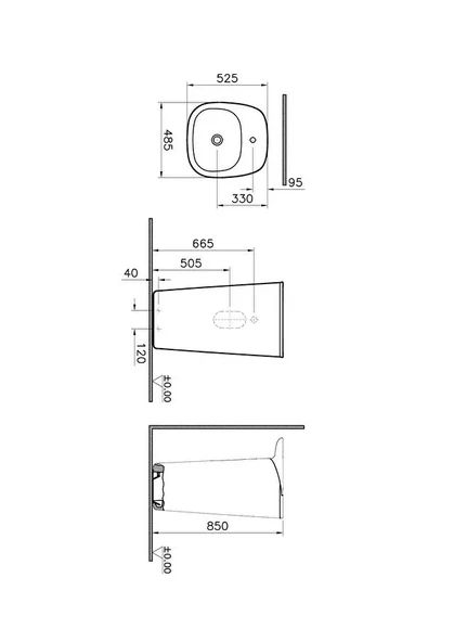 7814B483-0001 Vitra Plural Monoblok Lavabo, 50 cm, Mat Siyah - 2