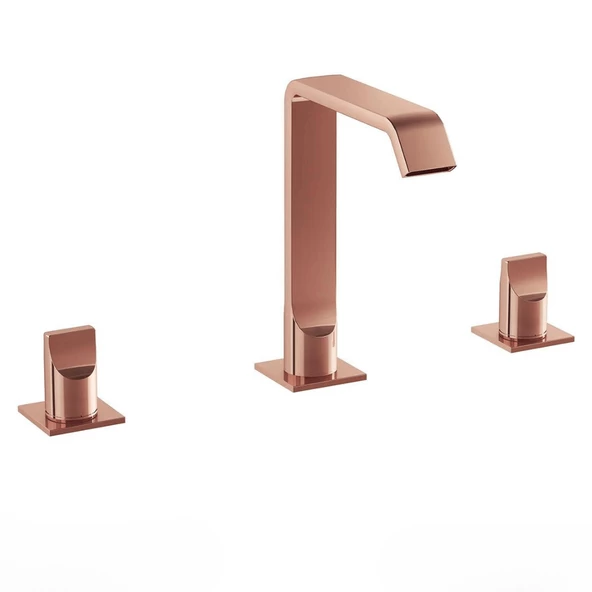 A4278429 VitrA Suit 3 Delikli Lavabo Bataryası, Soft Bakır