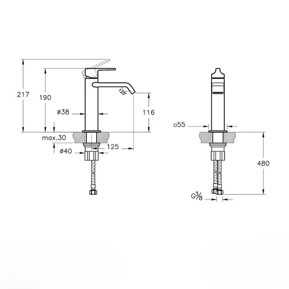 A4281629 VitrA Suit Lavabo Bataryası Soft Bakır - 2