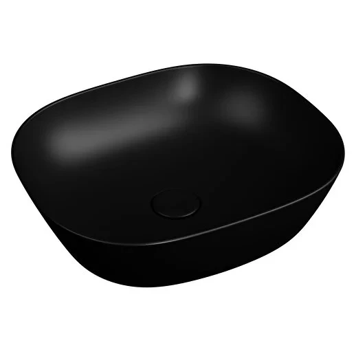 7810B483-0016 Vitra Plural Kare Alçak Çanak Lavabo, 45 cm, Mat Siyah