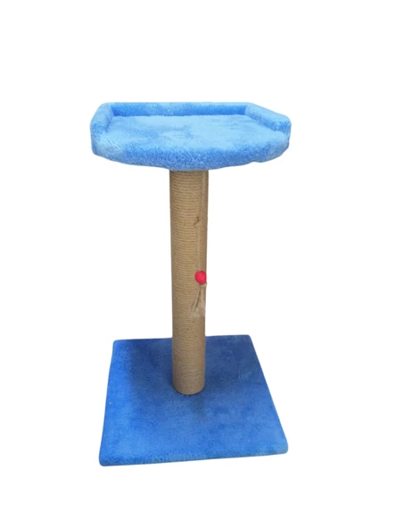 KEDİ TIRMLAMA TAHTASI VE YATAĞI 60 CM MAVİ - 2