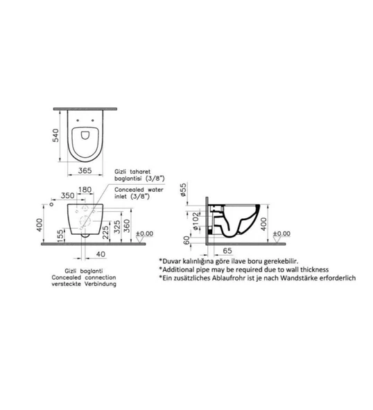 7848T003-0090 Sento SmoothFlush Asma Klozet -Beyaz - 2