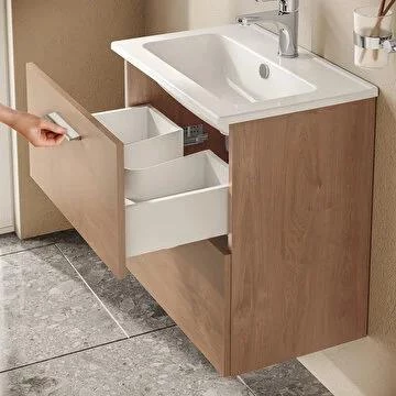 67092 Vitra Mia  Banyo Dolabı Seti 60Cm,Çekmeceli Altın Meşe - 2