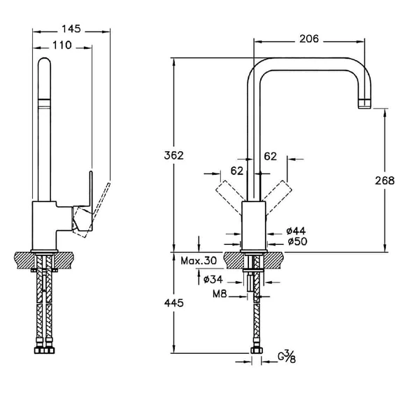 A42103 Artema Flo S Eviye Bataryası -Krom A42103 - 2