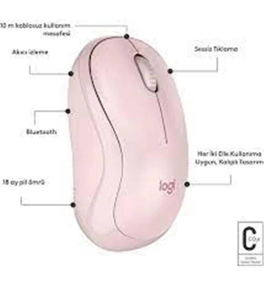 Logitech 910-007121 M240 Pembe Sessiz Kablosuz Mouse - 2