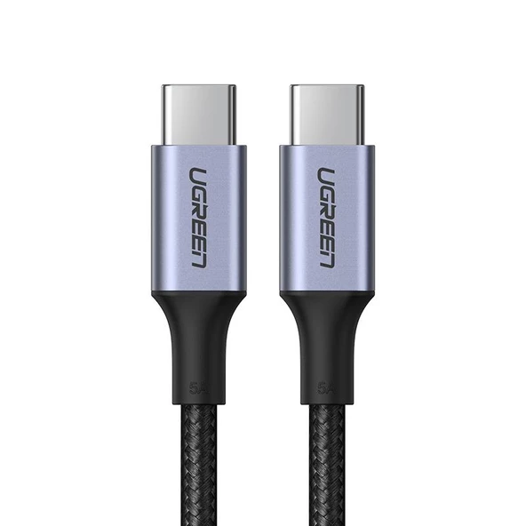 UGREEN USB-C 100W 5A QC PD ÖRGÜLÜ HIZLI SARJ KABLOSU 1 MT SIYAH 70427 - 2