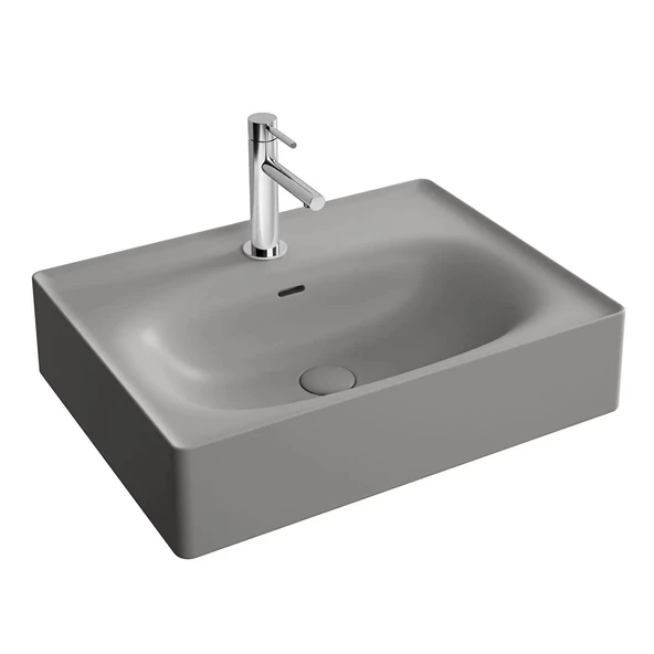 7241B476-0631 Vitra Equal Çanak Lavabo, 60 cm, Mat Taş Gri