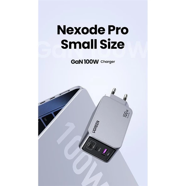 UGREEN NEXODE PRO 100W GAN HIZLI SARJ CIHAZI TYPE-C QC PD 2XUSB-C, 1XUSB-A UZAY GRISI 25874 - 3