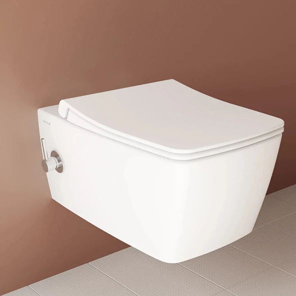 7672B003-1684 Vitra Metropole Rim-ex Kanalsız Asma Klozet, Entegre Ara Musluklu