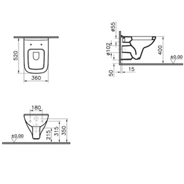VitrA S20 Asma Klozet Beyaz (Taharat borusuz), 5507L003-0101 - Resim 2