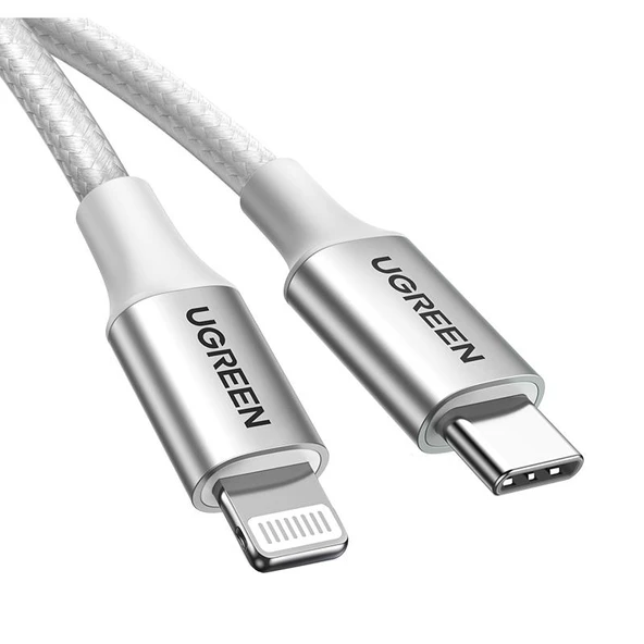 UGREEN TYPE-C TO LIGHTNING 3A PD MFI SERTIFIKALI ÖRGÜLÜ HIZLI SARJ KABLOSU 2 METRE GÜMÜS 70525 - 3