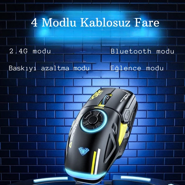 Monozone Aula H530 Gaming Mouse Stres Çarkı Oyuncu Mouse Fare Rgb Kablosuz Wireless Matte - 2