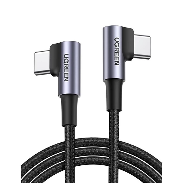 UGREEN USB-C 60W 3A QC PD ÇIFT TARAFI 90 DERECE ÖRGÜLÜ HIZLI SARJ KALOSU 1 MT SIYAH 70529