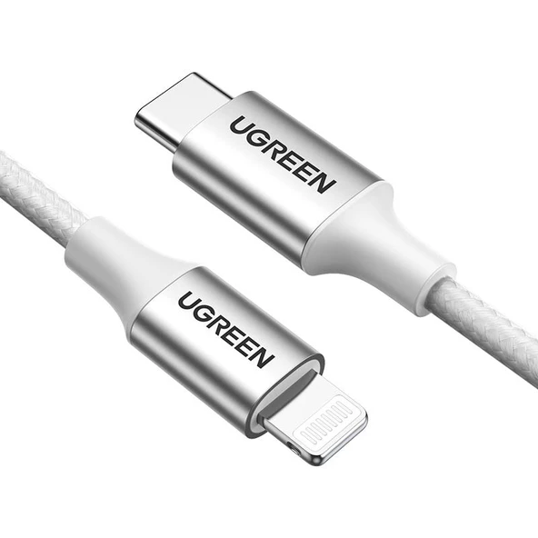 UGREEN TYPE-C TO LIGHTNING 3A PD MFI SERTIFIKALI ÖRGÜLÜ HIZLI SARJ KABLOSU 2 METRE GÜMÜS 70525 - 2