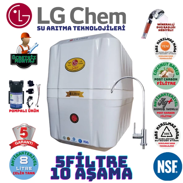 LG Chem COOL BEYAZ POMPALI MONTAJ DAHİL 8 LİTRE 5 FİLTRE 10 AŞAMA SU ARITMA CİHAZI ürün görseli