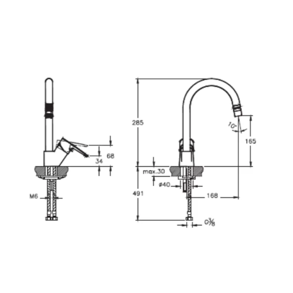 A43404 Artema Flow Soft Eviye Bataryası Kısa Krom - Resim 2