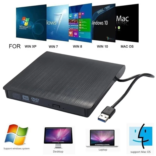 Monozone Usb 3.0 Harici Dvdrw Slim External Cd Dvd Yazıcı Okuyucu Ultra İnce Writer - 6