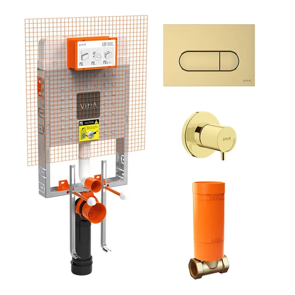 Gömme rezervuar, soft altın panel ve stop valf(768