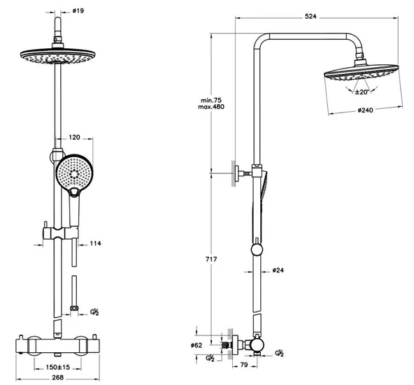 VitrA Bliss 2F Sürgülü El Duşu Takımı Krom A47205 - 2