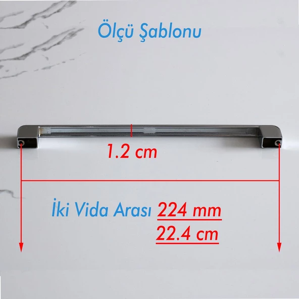 Mobilya Mutfak Dolap Çekmece Dolabı Kapak Metal Kulpu Kulbu Kulpları Oval Krom 224 Mm - Resim 3