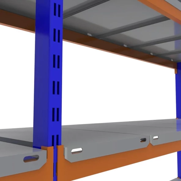 5 Katlı Depo Rafı - 300-350 Kg Taşıma Kapasiteli Hafif Rack Raf  60x90x250 cm - 4