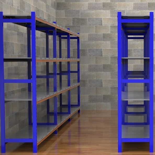 5 Katlı Depo Rafı - 300-350 Kg Taşıma Kapasiteli Hafif Rack Raf  60x90x250 cm - 3