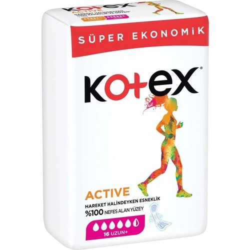 Kotex Hijyenik Ped Active Uzun Süper Ekonomik 16'Lı