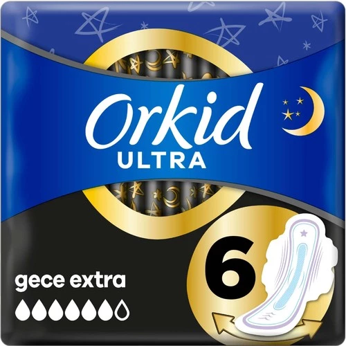 Orkid Ultra Extra Gece Extra 6 Adet Tekli Paket Hijyenik Ped