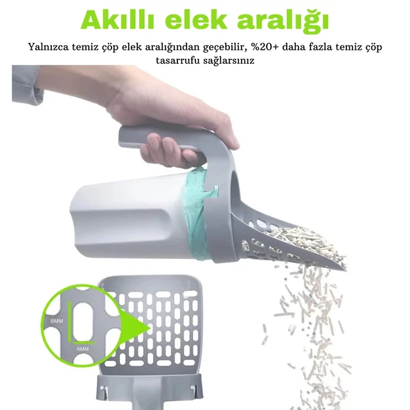 Monozone  Kedi Kum Temizleme Küreği Yeni Nesil A Kalite 29cm Poşet Hazneli(1 Adet Hediye Poşet) - 8