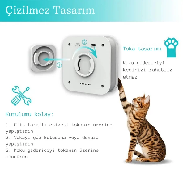 Monozone Akıllı Koku Giderici Kedi Tuvaleti Sterilizasyon Hava Temizleyici Evcil Hayvan Koku Önleyici - 9