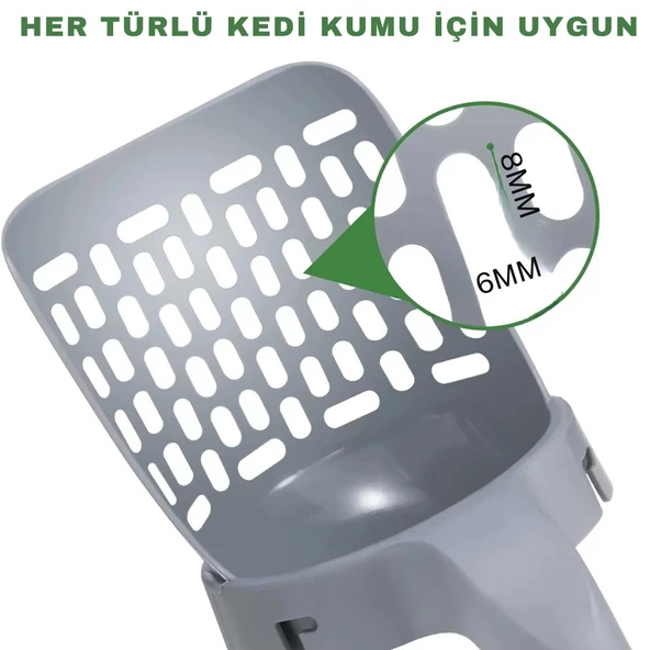 Monozone  Kedi Kum Temizleme Küreği Yeni Nesil A Kalite 29cm Poşet Hazneli(1 Adet Hediye Poşet) - 6