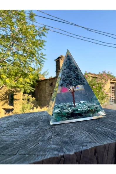 Gökçeada Larimar Ağaçlı Orgonit Piramit - 3