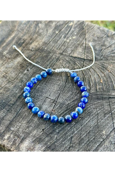 Gökçeada 6 Mm Lapis Taşı Makromeli Kadın Erkek Bileklik - 4