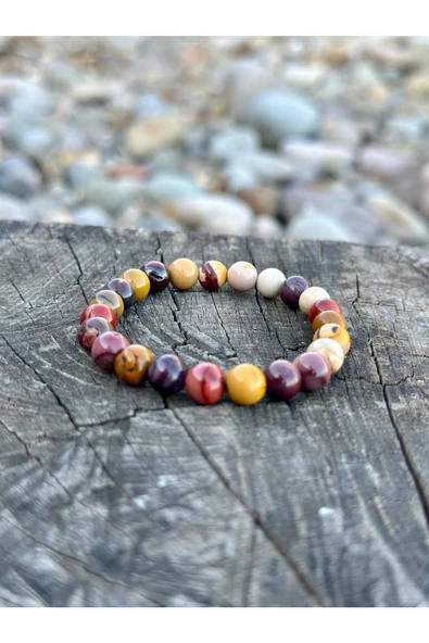 Gökçeada Doğaltaş 8 Mm Mokait Jasper Taşı Bileklik A Kalite - 3