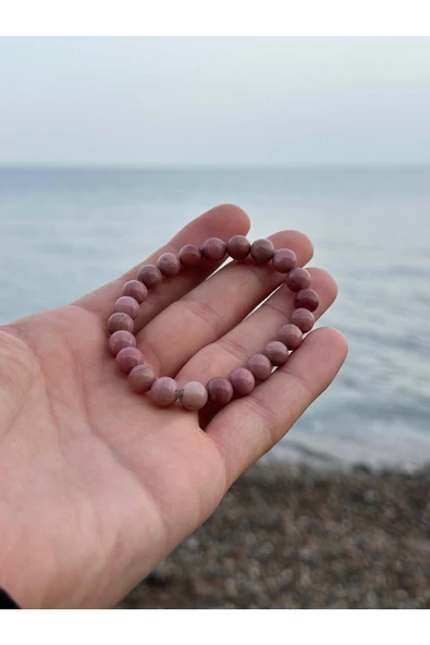 Gökçeada 8 Mm Rodonit Taşı Erkek Kadın Doğal Taş Bileklik A Kalite - 5