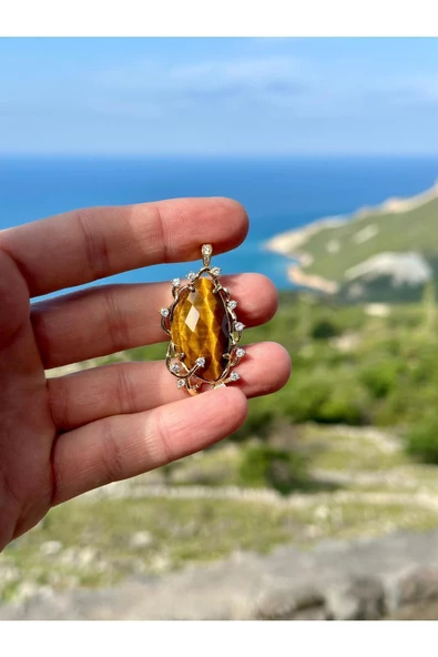 Gökçeada Doğaltaş Otantik Kaplangözü Taşı Kolye Kararmaz Zincirsiz - 3