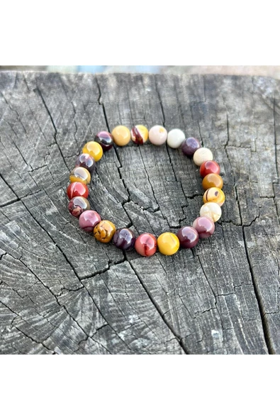 Gökçeada Doğaltaş 8 Mm Mokait Jasper Taşı Bileklik A Kalite - 4