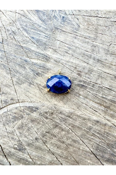 Gökçeada Doğaltaş Oval Lapis Taşı Kolye Kararmaz Zincirsiz - 4