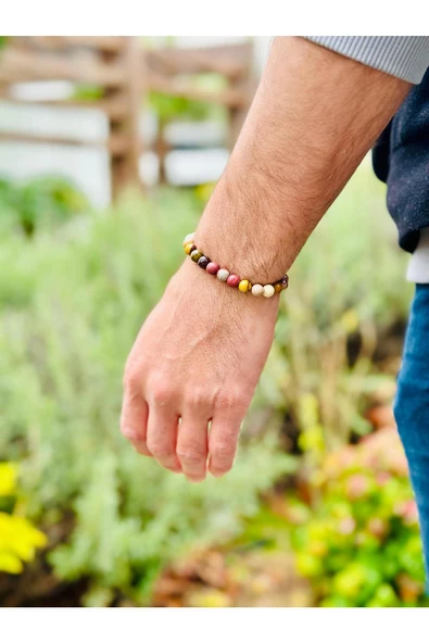 Gökçeada Doğaltaş 8 Mm Mokait Jasper Taşı Bileklik A Kalite - 2